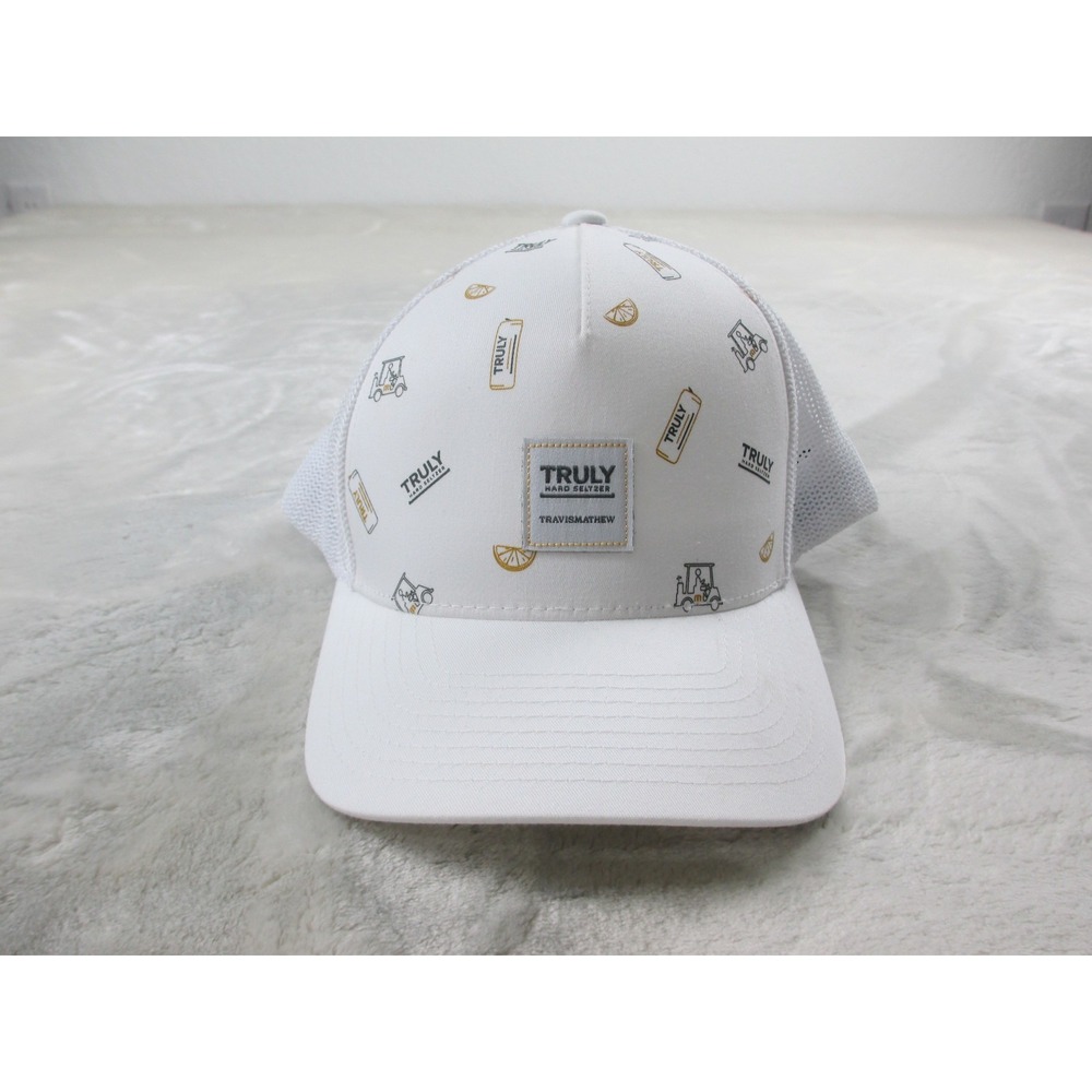 Truly x Travis Mathew Hat Cap Mens OSFA White Hard Seltzer Snapback FlexFit*